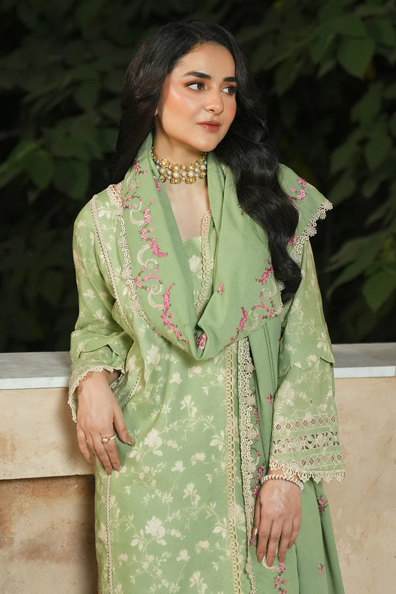 green 3 piece stitched dress