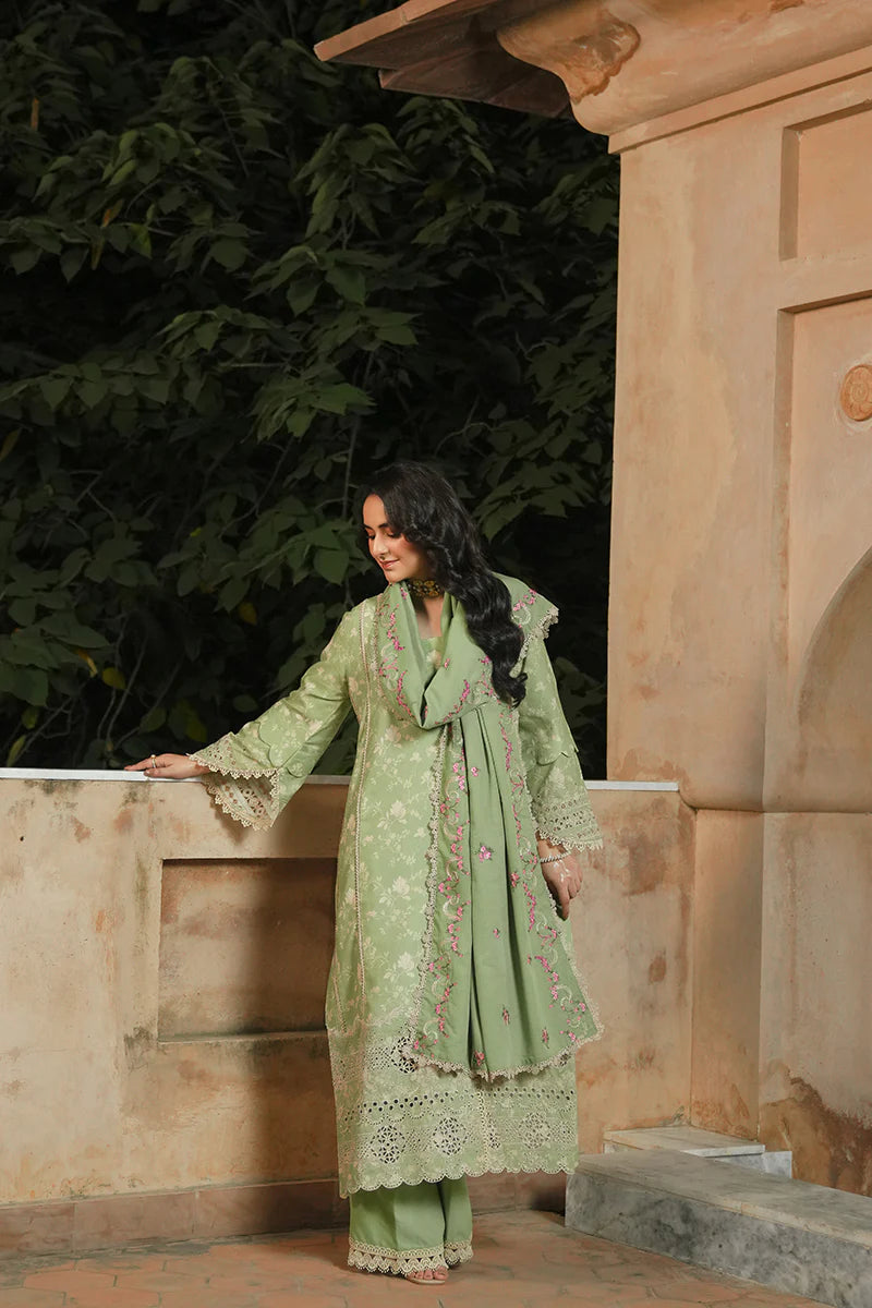 green 3 piece stitched dress