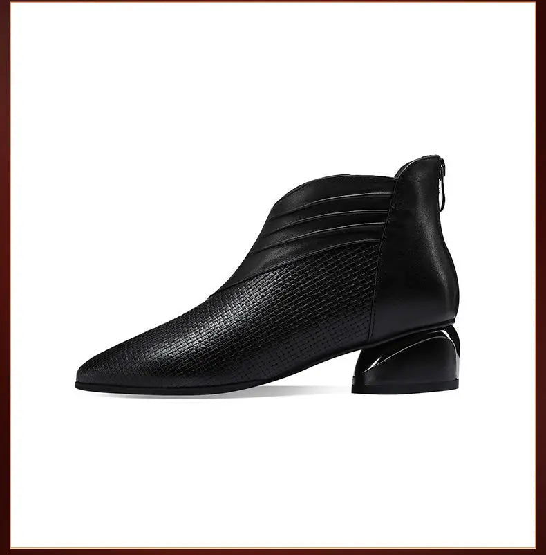 Office low heels leather ankle boots