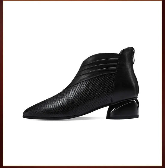 Office low heels leather ankle boots