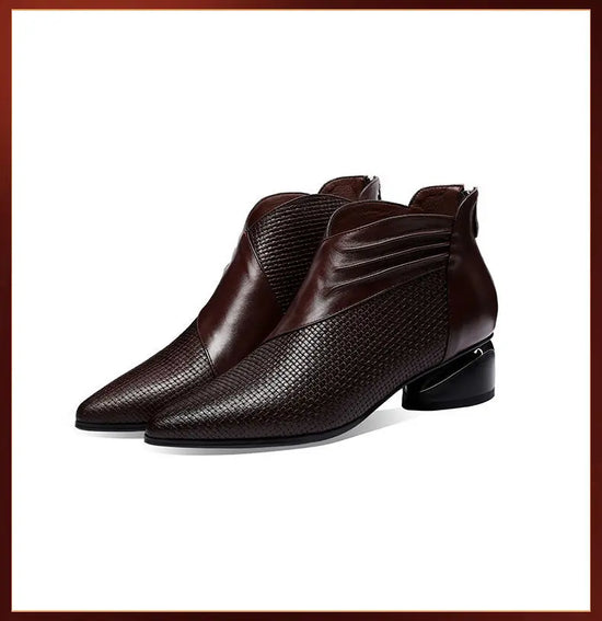 Office low heels leather ankle boots