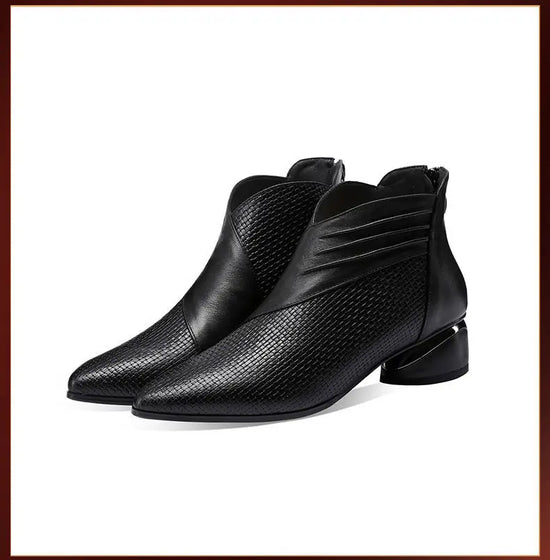 Office low heels leather ankle boots